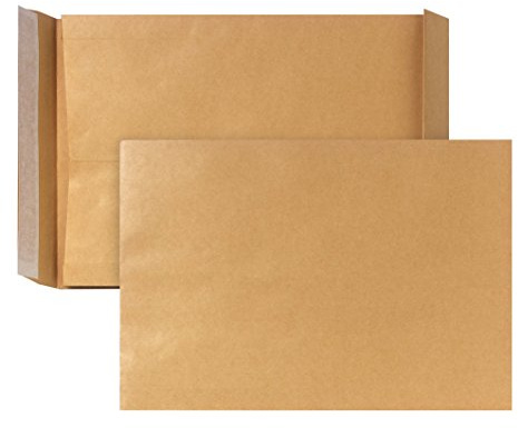 Faltentaschen C4 (10 Stück) 324x229x40 mm | haftklebende Faltentaschen mit Klotzboden und Seitenfalte | Versandtaschen C4 aus braunem Kraftpapier | Umschläge 130g/m² | Braun