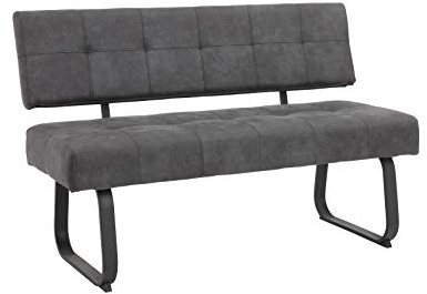 Hela Tische, Sitzbank mit Rückenlehne Luise, Mikrofaser Anthrazit, Metal-Kufengestell Anthrazit, Komfortsitz Federkorb 140x64x90cm