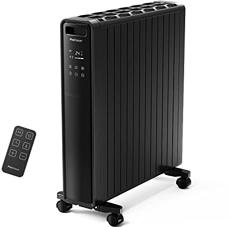 Pro Breeze 2000W Öko Radiator - Heizkörper elektrisch mit 24h Timer, Fernbedienung, Thermostat & Überhitzungsschutz - Elektroheizung energiesparend mit 3 Heizstufen, ölfrei - Schwarz