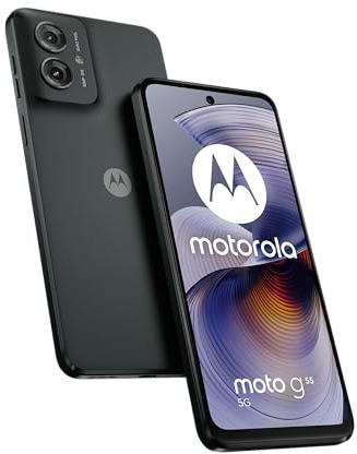 Motorola Moto g55 5G Smartphone (kratzfestes 6,49"-FHD+-Display, 50-MP-Kamera, 8/256 GB, wasserabweisendes Design, 5000 mAh, Android 14) Forest Grey, inkl. Schutzcover