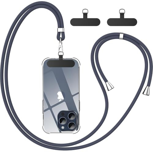 caslord Handyband Universal, Handy Lanyard, Geeignet für alle Smartphones mit 2 Stück Universelles Patch, Handyband mit jeder Hülle kombinierbar, Einstellbar und Abnehmbar -Dunkelgrau