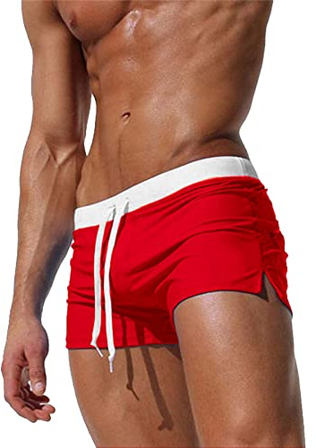 TMEOG Badeshorts für Herren Badehose Kurz Badehosen Männer Eng Schwimmhose Boxer Badepants Wassersport Kurze Hose Schnelltrocknende Strandshorts mit Reissverschluss