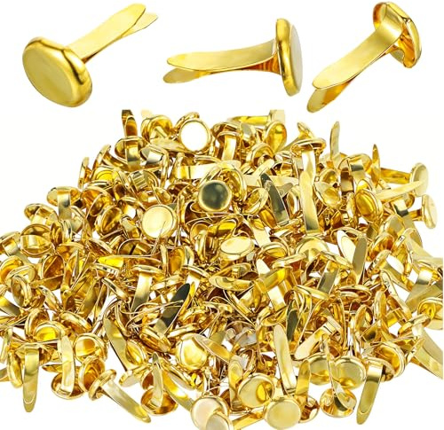 Nogeqi 200 Stück Gold Musterbeutelklammern Mini, Metall Musterklammern Normal Rundkopfklammern Musterklammer Musterbeutelklammer Briefklammern für Scrapbooking, DIY Bastelprojekte, Fotoalben