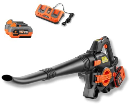Fuxtec 40 Volt 2in1 Akku-Laubbläser/-Sauger Set FX-E2LBS-SET, leistungsstarker Laubhäcksler inkl.Akku und Ladegerät, Saugleistung 685.1m³/h, ergonomischer Handgriff, Geschwindigkeitsregulierung