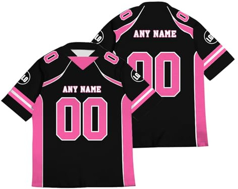 Generisch American Football Helm Kinder, Personalisiert Football Trikot Mit Name Nummer Für Kinder Erwachsene Junge Mädchen Herren Damen T Shirt Footballs Jersey (3)