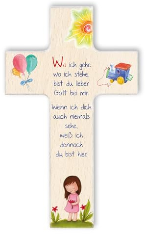 Fritz Cox Kinderkreuz 'Wo ich gehe, wo ich stehe' Mädchen 15cm natur