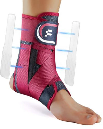 Fitomo Sprunggelenkband mit beidseitig herausnehmbaren Schienen, Schnellverschluss & Figur 8 Stütze. Zur Stabilisierung bei verstauchtem Knöchel und Achillessehnenentzündung. Für Sport & Alltag, L