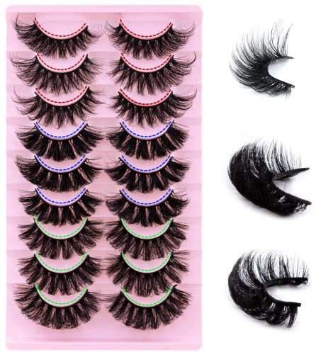Falsche Wimpern 6D Künstliche Wimpern Set Fake Eyelashes 9 Paar, 3 Stile | Keiby Citom, Wiederverwendbare, für Augen Makeup, Fluffy False Eyelashes