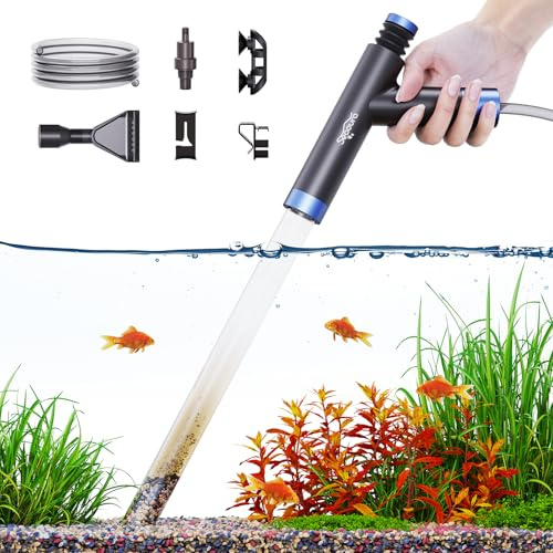 SEAOURA Mulmsauger Aquarium, Aquarium Reinigungsset 3-in-1 Sauger handpumpe für Kies & Sand, Fisch Tank Kiesfilter mit Einstellbare Durchflussregelung für Wasserwechsel, Aquarium Zubehör Reiniger