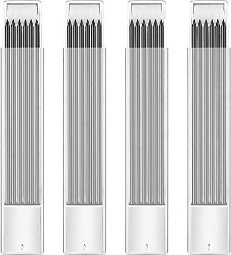 Hiboom 24 Stück 2.8mm Minen Bleistiftminen für Tischler Bleistift, HB Bruchfeste Wiederverwendbare Carpenter Graphite Silver Minen für Zimmerei Skizzen Schreiben
