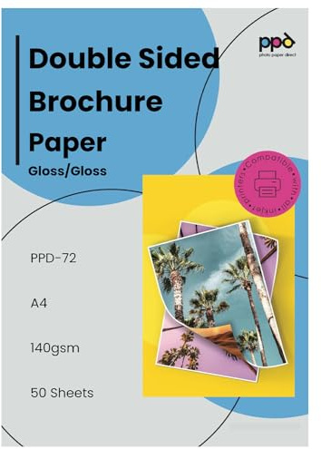 PPD 50xA4 Inkjet Fotopapier Glänzend 140g Beidseitig Bedruckbar, Ideal für Flyer PPD-72-50