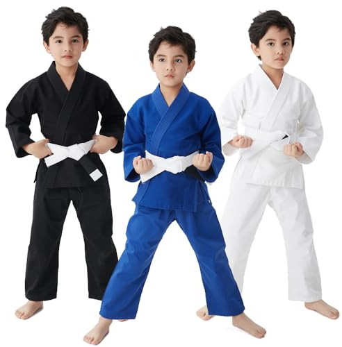 FIGHTSPIRIT Brasilianische Jiu Jitsu Gi Jugend IBJJF Kinder BJJ Uniform Durable Hose & Jacke Gürtel nicht im Lieferumfang enthalten, Schwarz, 8 Years