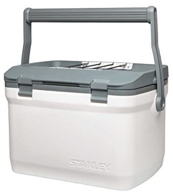 Stanley Adventure Outdoor Cooler 15.1L - Camping Kühlbox - BPA-Frei - Deckel fungiert auch als Sitz - Robuste Isolierbox ohne Strom - Auslaufsicher - Polar Weiß