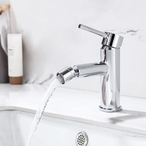 ONECE Wasserhahn Bad Waschtischarmatur mit drehbar Auslauf, Einhebelmischer Bidetarmatur, Badezimmer Armatur für Bidet und Toilette, Chrom