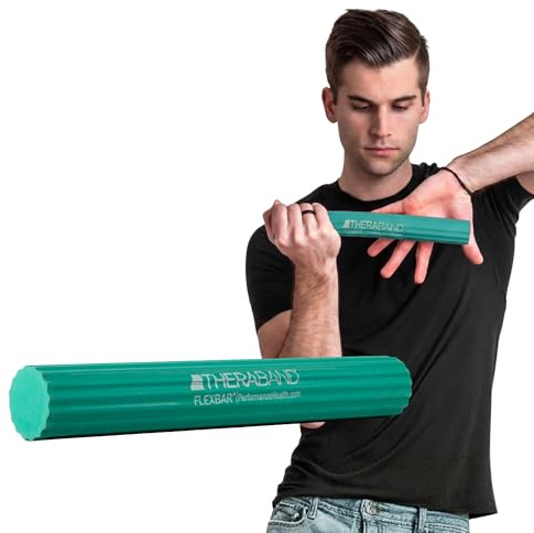 TheraBand FlexBar Handtrainer | Unterarmtrainer für Rehabilitation & Griffkraft | Trainingsgerät für Hand, Handgelenk & Unterarm | Fitness Zubehör | Handmuskeltraining | Flexibler Übungsstab (GRÜN)