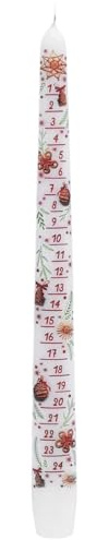 Ebersbacher Wachswaren Adventskalenderkerze lackiert weiß, 29 cm Unparfümiert