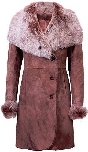Damen Warm Brisa Braun Merino Lammfellmantel Mit Toscana Kragen S