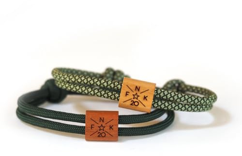 myGreta Initialen Holz Partnerarmband Holzarmband mit Wunschgravur aus Segeltau - Tolles Geschenk für Besondere Menschen