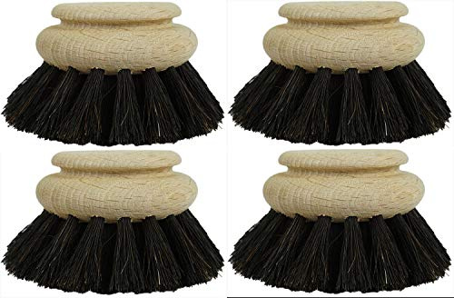 Novaliv 4X Ersatzbürste I Rosshaar I groß I Wechselkopf Abwaschbürste Küchenbürste Mixtopf Bürste Scheuerbürste Reinigungsbürste Holzbürste Küche Dish Brush Plastikfrei Produkte Küche