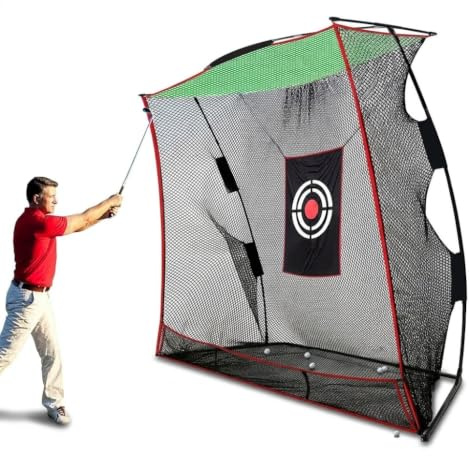 KAIDIDA Golf-Übungsnetz für den Innenbereich: 3,4 x 2,4 m, professioneller 240 g Nylon-Schlagkäfig für Garten, Garage, Fahren, Chipping-Training mit winddichtem Rahmen