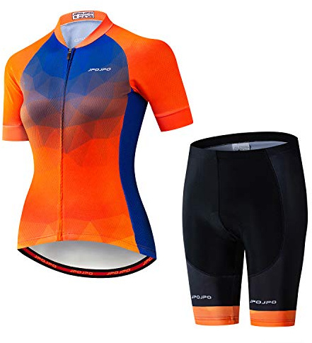 Damen-Radtrikot + Shorts, gepolsterte, kurzärmlige Fahrradbekleidung, Mädchen, A19, L for Chest34.6-36.6",waist25.2-32"
