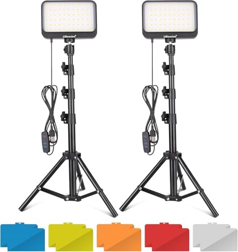 UBeesize 2Pack Videoleuchte, Studiolicht Fotografie mit Einstellbar Stativ Ständer und Farbfilter Kamera Licht für Zoom, Spielestreaming, YouTube