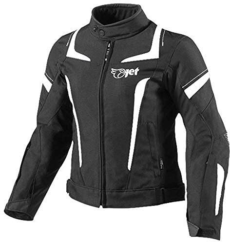 Jet Motorcycle Motorradjacke Frauen Damen Sommer Winter Gepanzerte Textilwasserdichte ELEKTRA (M (10/12), Weiß)