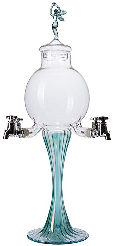 Absinth Fontäne Boule Green Line von ALANDIA | Mundgeblasenes Glas | Grüne Fee als Deckel | 4 Hähne