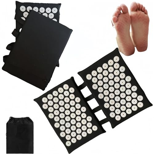 Ymoryiyi 2x33cm Akupressurmatte für Füße & Rücken - Medizinisches Nagelbrett mit 110 ABS-Spitzen, Waschbare Faszienmatte-Mit Aufbewahrungstasche