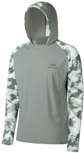 Bassdash UV Shirt Herren Kapuzenpullover UPF 50 Sonnenschutz Camo Funktion Hoodie UV-Schutz Langarm Angeln Shirt Atmungsaktiv