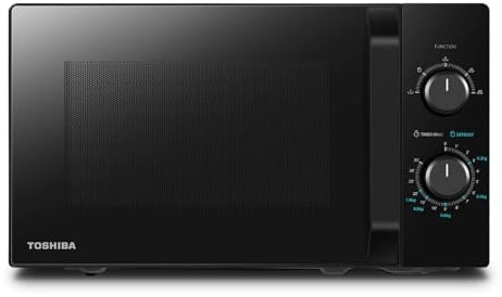 Toshiba MW2-MM20PF(BK) Mikrowelle/Solo-Mikrowelle / 20L / 800W / 5 Leistungsstufen mit praktischer Auftaufunktion/LED-Beleuchtung im Innenraum/Schwarz