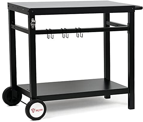BBQ-Toro Grillwagen 85 x 50 x 81 cm Schwarz | Metall Grilltisch mit großer Arbeitsfläche | Grill Beistelltisch Outdoor Grill Trolley Grilltisch Servierwagen Garten Trolley