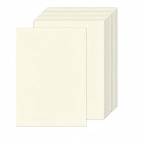 Kievano 50 Blatt Naturweiß Tonpapier A4, 250g/m² Fotokarton Bastelpapier, Creme Bastelkarton A4, Dickes Tonkarton Papier für Kartenherstellung, Einladungen, Scrapbooking und Bastelarbeiten