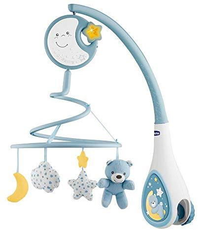 Chicco Next2Dreams Babybett Mobile mit Licht und Musik - 3 in 1 Baby Mobile Kompatibel mit Next2Me Babybett, mit Soundeffekten, Nachtlichtprojektor und Klassischer Musik - 0+ Monate, Blau