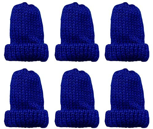 MIJOMA 6 Stück Set Eierwärmer-Strickmütze, Eiwärmer aus Strick, gestrickte Eierwärmermützen für Frühstückseier, Mini-Mütze Bastelbedarf, Geschenkidee Geburtstag (Dunkelblau)