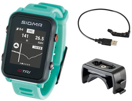 Sigma Sport iD.TRI GPS Triathlon-Uhr mit Trainings- und Wettkampffeatures, Navigation, Smart Notifications, leicht und wasserdicht, inkl. Fahrradhalterung
