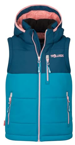 Trollkids Kids Narvik Vest XT | Wasserabweisend, winddicht und atmungsaktiv|Warm und robust|Abnehmbare Kapuze|Drei Taschen