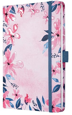 SIGEL JN337 Notizbuch Jolie, liniert, ca. A5, pink, Hardcover, 174 Seiten, Gummiband, Stiftschlaufe, Einstecktasche, Tagebuch, aus nachhaltigem Papier