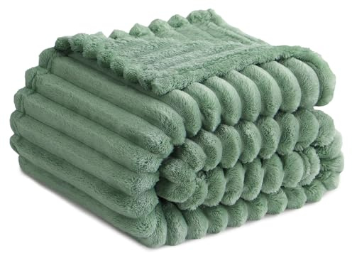 RUIKASI Kuscheldecke Flauschig Decke Grün - 150x200cm Fleecedecke Sofadecke Couchdecke für Wohnzimmer Deko Tagesdecke Blanket, Weiche Wolldecke Warme Korddecke als Wohn- & Kuscheldecken
