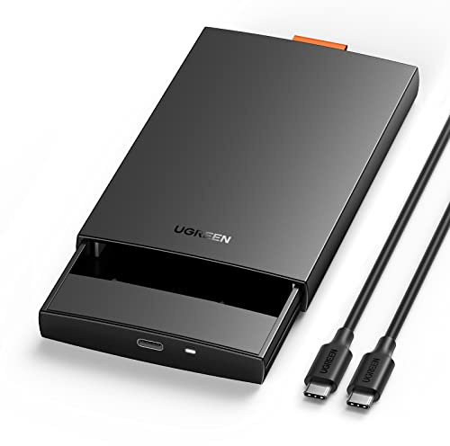 UGREEN 2 5 Zoll Festplattengehäuse USB C 3.1 Gen 2 auf SATA III bis zu 6Gbps Gehäuse für 2,5 Zoll SSD und HDD in Höhe 9.5mm 7mm UASP Externes Case für 2.5 Zoll Festplatten mit USB C-C Kabel