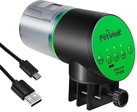 Petbank Futterautomat Aquarium, Fische Futterautomat Automatischer Fischfutterspender mit Typ-C Ladekabel, Fisch Futterautomaten für Aquarium Fischtank 200ml Kapazität, Grün