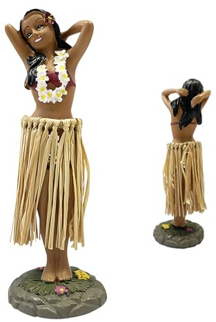 pilyero Hawaiianische Tanzfigur Armaturenbrett-Ornamente, Wackelfigur Auto, Hawaii Hula Girl Posing, Wackelkopf Figur Auto, HulaTänzerin Figurine Dekoration für Auto, Schreibtisch, Büro