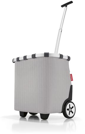 reisenthel carrycruiser Tragbarer Einkaufstrolley mit stabilem Aluminiumrahmen, Schultergurt und herausnehmbarer Netz-Innentasche Aus wasserabweisendem Material, Couleur: Herringbone Grey