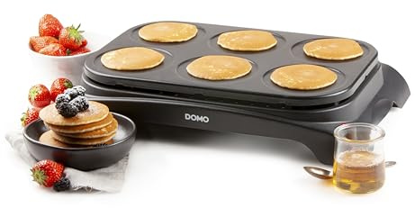 DOMO Pancake Maker – 6 Pancakes und Crêpes, Antihaftbeschichtung, 11,5cm |