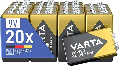 Varta Batterien 9V Blockbatterien, 20 Stück, Power on Demand, Alkaline, Vorratspack, smart, flexibel, leistungsstark, geeignet für Rauchmelder, Brand- & Feuermelder