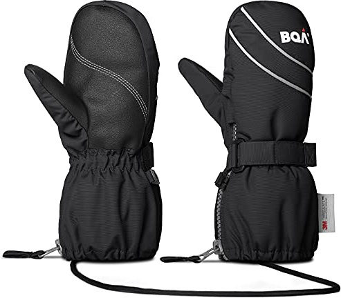 BQA Kinder Skihandschuhe Fäustlinge wasserdicht und Winddicht Skihandschuhe, Kinderhandschuhe Fäustlinge Handschuhe Thermo warme Winterhandschuhe für Jungen und Mädchen von 2 bis 8 Jahre