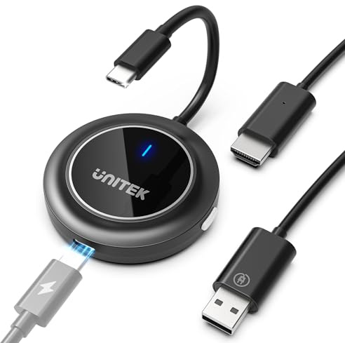 Unitek USB C Hdmi Wireless Transmitter and Receiver with PD3.0, HDMI Funkübertragung, FHD Wireless Extender für Streaming Video Audio File von, Laptop, PC zu HDTV, Projektor, 1080P HD Sat Receiver