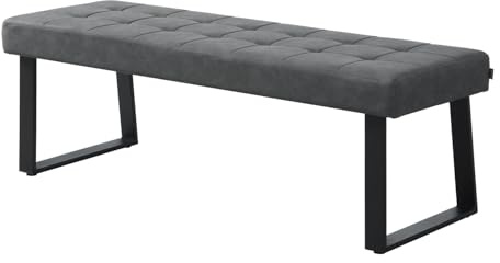 B&D home Sitzbank Dolce | gepolsterte Esszimmerbank 140 cm Polsterbank für Esszimmer, Garderobe, Küche | Industrial modern Design | Kunstleder Grau