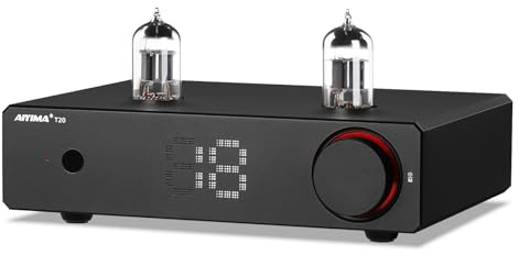 AIYIMA T20 Balanced Tube Vorverstärker LME49720 für HiFi-Heim-Audio Mini-Vakuumröhren-Vorverstärker mit Cinch-/XLR-EIN- und Ausgängen und 12-V-Triggerausgang (DC12V 2A-Netzteiladapter)