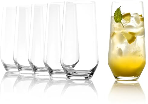 Stölzle Lausitz Longdrinkgläser Quatrophil 6er-Set 390ml – Elegante Longdrinkbecher und Cocktailgläser für Drinks, Wasser & Säfte – Hochwertige Wassergläser aus Kristallglas – Spülmaschinen & Stoßfest